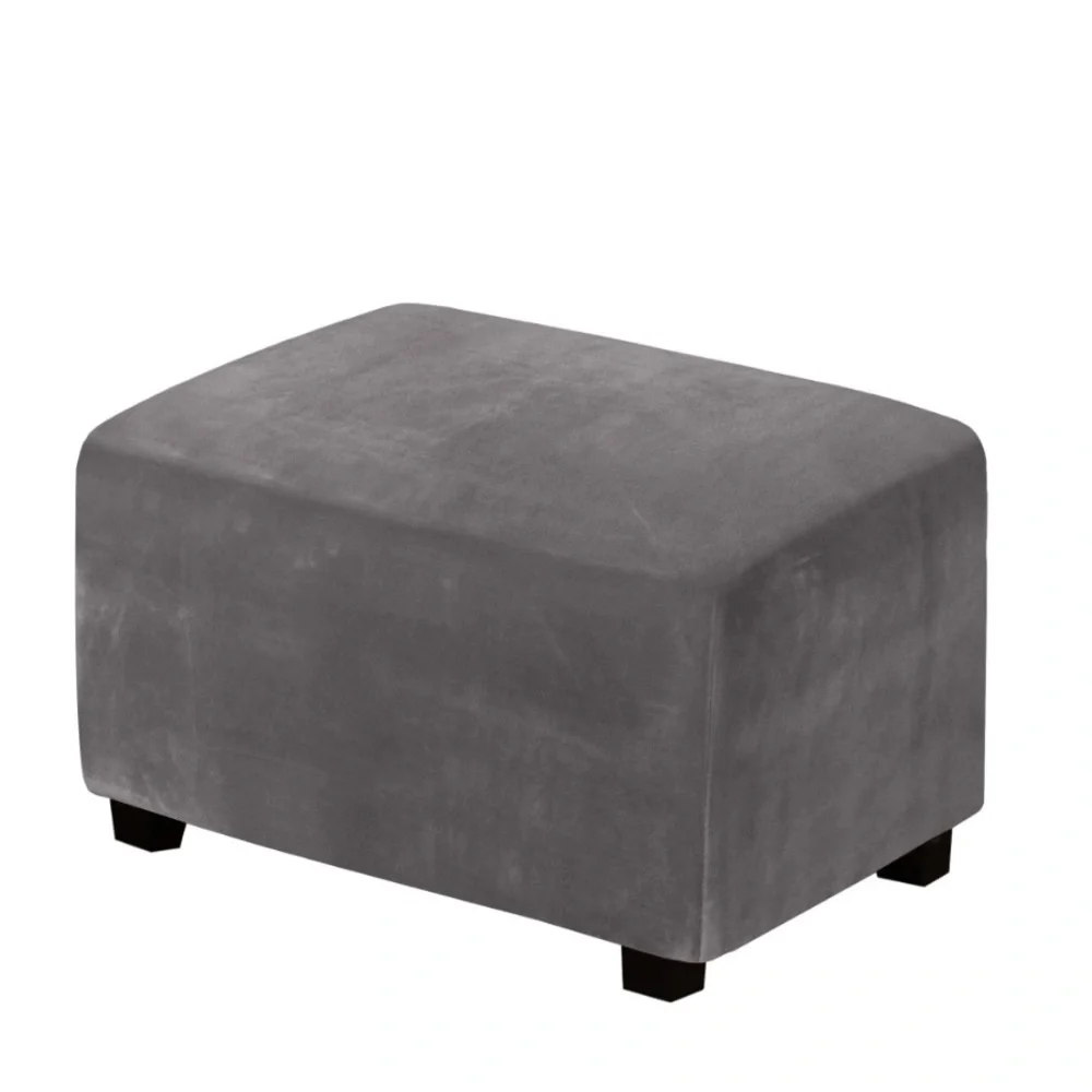 Elegant Gray Velvet Ottoman Slipcover